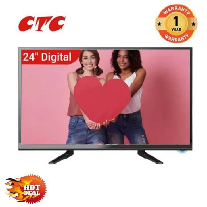 CTC 24" inch Frameless Digital HD Ready TV, DVBT2,Wide Color Enhancer, Inbuilt Decoder for Local  Channels, Multiple USB,HDMI and VGA Ports,
