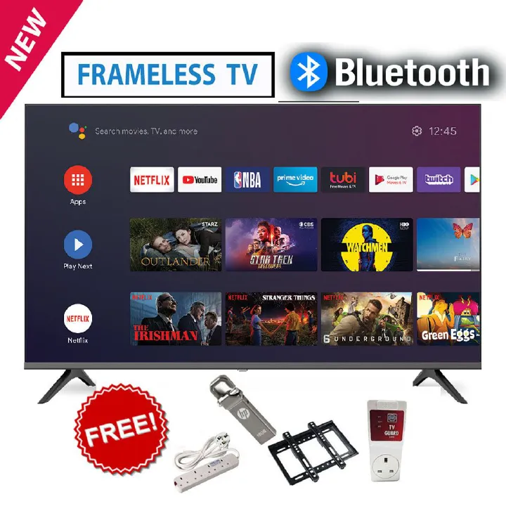 VITRON 43"INCH SMART ANDROID TV FHD QLED TV ICAST NETFLIX YOUTUBE TELEVISION INBUILT DECODER WIFI ENABLED APP STORE 1GB-RAM 8GB-ROM 2*USB PORTS 3*HDMI PORTS VITRON43 HTC4300QFS + 4 FREE GIFTS