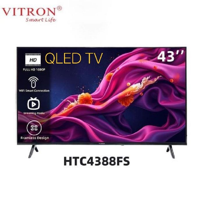 VITRON QLED 43" INCH TV HTC4300QFS BLUETOOTH ENABLED, FRAMELESS, Full HD SMART ANDROID & DGITAL TV, NETFLIX, YouTube, Inbuilt Decoder, 2*USB Ports,3*HDMI Ports, APPSTORE 1 YEAR WARRANTY+ 8 FREE GIFTS