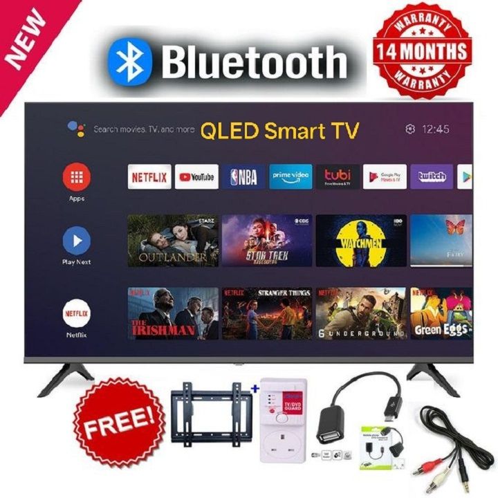 VITRON 43" INCH QLED TV BLUETOOTH CONNECTIVITY HTC4300QFS FRAMELESS FHD SMART TV ANDROID & DIGITAL  TV, NETFLIX ,YOUTUBE TELEVISION BUILT-IN WIFI, APP STORE 1GB-RAM 8GB-ROM + 4 FREE ACCESSORIES
