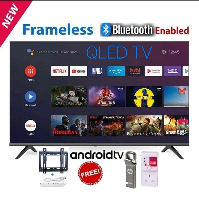 VITRON HTC4300QFS 43" INCH QLED TV BLUETOOTH FRAMELESS FULL HD SMART ANDROID TV TELEVISION NETFLIX YOUTUBE TELEVISION BUILT-IN WIFI APPSTORE 1GB RAM 8GBROM 2*USB PORTS,3*HDMI PORTS + 4 FREE GIFTS
