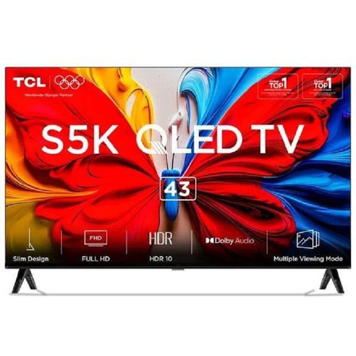 TCL 43S5K,43" Inch QLED TV Bluetooth Enabled Television Smart ANDROID Google TV Netflix YouTube Google App store Inbuilt WIFI Connectivity Inbuilt Decoder  DOLBY AUDIO HDR10+ 6 EXTRA FREE GIFTS