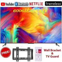 TCL 43" Inch Smart Android TV Google QLED TV Bluetooth Enabled Television Full HD Netflix YouTube App store Inbuilt WIFI Inbuilt Decoder DOLBY AUDIO HDR10 TCL43+ FREE TV Guard + WALL MOUNTING BRACKET