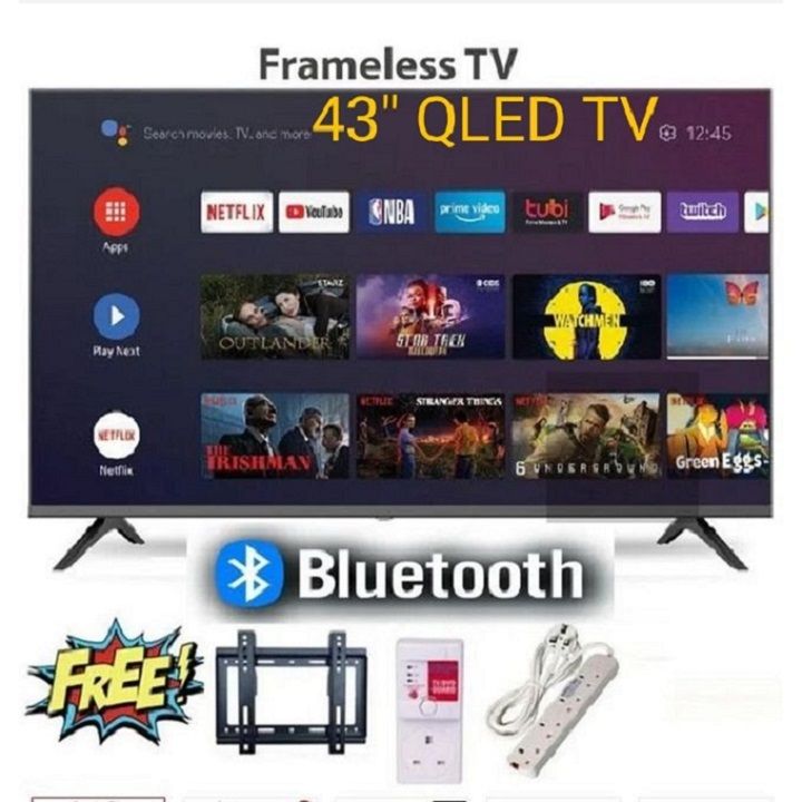 VITRON 43" INCH Smart Android TV QLED TV  BLUETOOTH FRAMELESS FHD HTC 4300QFS NETFLIX ,YOUTUBE TELEVISION BUILT-IN WIFI, APP STORE 1GB-RAM 8GB-ROM VITRON43+FREE TV GUARD+HEAVYDUTY EXTENSION+BRACKET