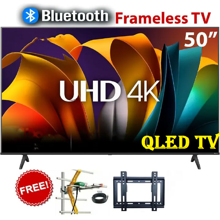 VITRON 50" INCH QLED TV 4K UHD TV HTC5088 SMART ANDROID TELEVISION, BLUETOOTH CONNECTIVITY, WIFI CONNECITIVITY, INBUILT DECODER , NETFLIX, YOUTUBE, APPSTORE,1.5GBRAM 8GBROM+ FREE WALL BRACKET+ AERIAL