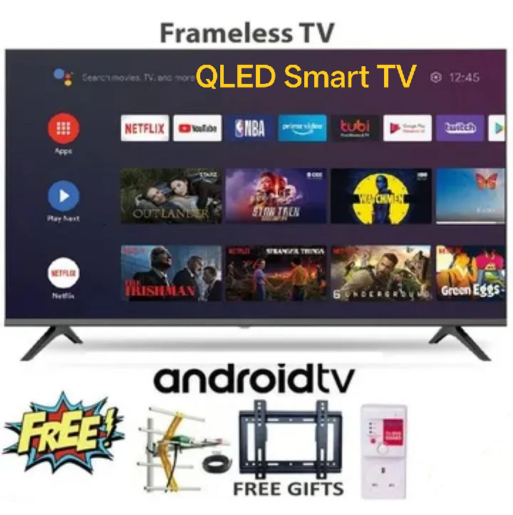 TCL 32" inch Smart Android QLED GOOGLE TV Bluetooth Enabled Inbuilt decoder Frameless HDR10 DOLBY LED WIFI TelevisionChromecast  Google Playstore Netflix Youtube TCL32 FREE TV Guard + Bracket + Aerial