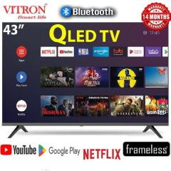 VITRON 43" INCH SMART TV QLED TV BLUETOOTH ENABLED FRAMELESS FULL HD  NETFLIX YOUTUBE TELEVISION ICAST BUILT-IN WIFI DOLBY AUDIO 1GB-RAM 8GB-ROM ICAST SCREEN  VITRON TV VITRON43 TV + 7 FREE GIFTS