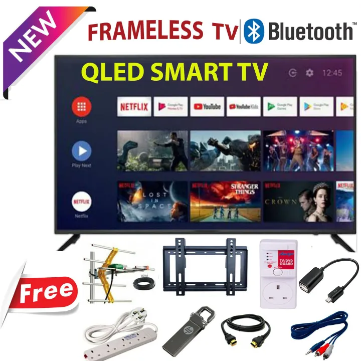 VITRON QLED TV  BLUETOOTH-ENABLED 32" INCH HTC3288QS,FRAMELESS Smart Android & Digital TV Inbuilt Decoder Inbuilt WIFI Netflix YouTube App store 2*USB 3*HDMI Ports, 14 MONTHS WARRANTY+ 8 FREE GIFTS
