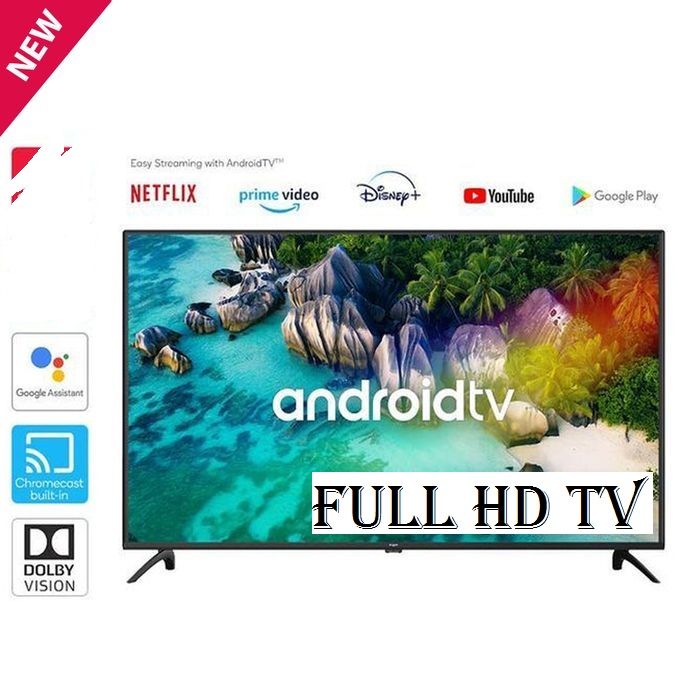 VITRON 50" Inch TELEVISION BLUETOOTH CONNECTIVITY,HTC5008FS,FRAMELESS 2K FHD TV Inbuilt Decoder  Android TV 1.5GBRAM,8GBROM Youtube,Netflix, Built-in WIFI CONNECTIVITY, 2*USB 3*HDMI PORTS,ICAST SCREEN