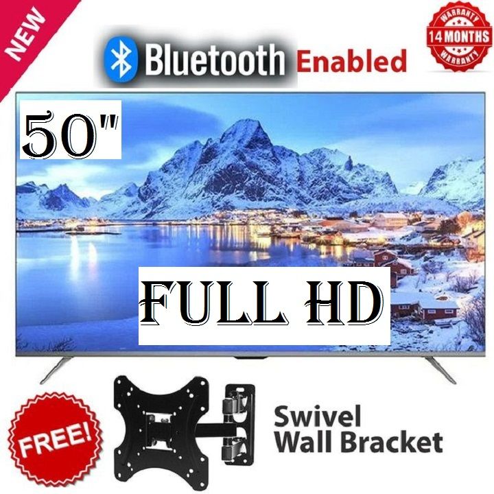 Vitron 50" Inch TV HTC5008FS Frameless 2K FULL HD Android Smart TELEVISION Bluetooth Netflix Youtube1.5G+8G USB/SD WIFI ENABLED Television ICAST SCREEN +Free Tilt Wall Mount Bracket