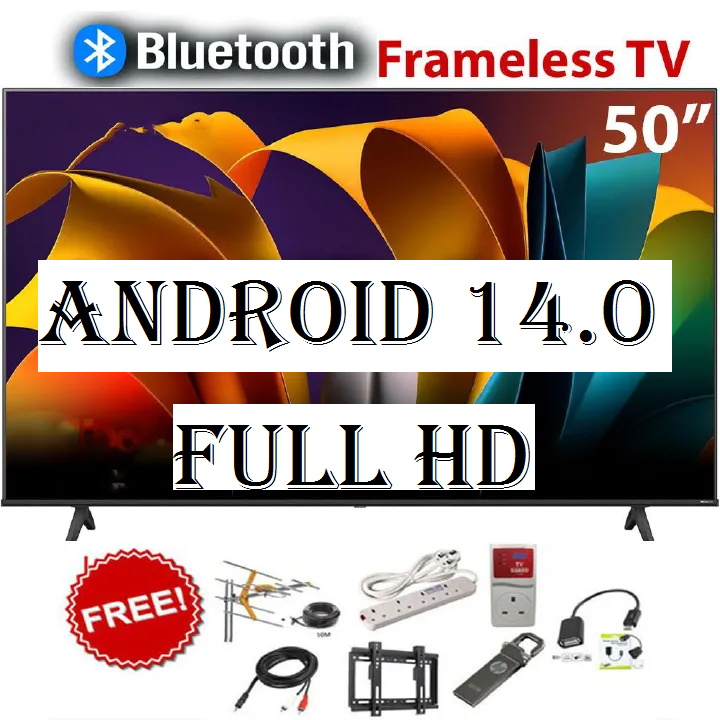 VITRON 50" INCH TV HTC5008FS 2K FULL HD TV SMART ANDROID TELEVISION, BLUETOOTH ENABLED, WIFI CONNECITIVITY, INBUILT DECODER , NETFLIX, YOUTUBE, APPSTORE,1.5GBRAM 8GBROM + 7 FREE GIFTS