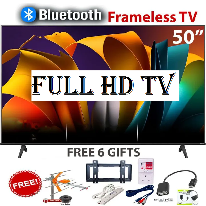 VITRON 50" INCH TV HTC5008FS 2K FULL HD TV SMART ANDROID TELEVISION, BLUETOOTH ENABLED, WIFI CONNECITIVITY, INBUILT DECODER , NETFLIX, YOUTUBE, APPSTORE,1.5GBRAM 8GBROM + 6 EXTRA ACCESSORIES