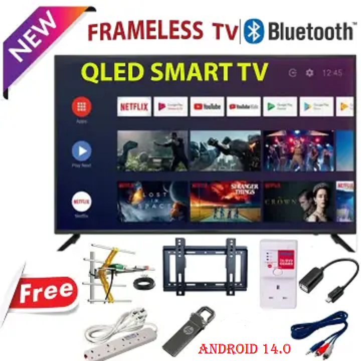 (NEW MODEL!!!) HTC4300QFS QLED VITRON 43" INCH TV FHD SMART ANDROID TV, ICAST,NETFLIX ,YOUTUBE TELEVISION INBUILT DECODER ,  WIFI, APP STORE 1GB-RAM 8GB-ROM 2*USB PORTS,3*HDMI PORTS + 7 FREE GIFTS