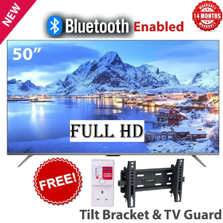VITRON 50" INCH TV HTC5008FS 2K FULL HD TV SMART ANDROID TELEVISION, BLUETOOTH ENABLED, WIFI CONNECITIVITY, INBUILT DECODER , NETFLIX, YOUTUBE, APPSTORE,1.5GBRAM 8GBROM + FREE TV GUARD+ SWIVEL BRACKET