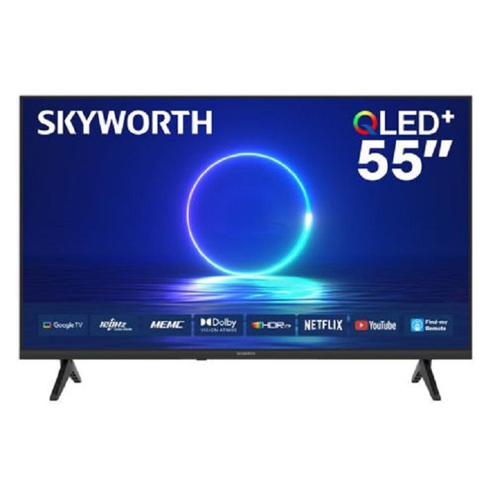 Skyworth 55″ inch TV 4K UHD QLED TV Television Smart  Ok Google TV Appstore Inbuilt Decoder,Netflix,Youtube,Prime Video,Bluetooth ENABLED,Wi-Fi Enabled,Chrome i-cast Screen+FREE TILT  WALL BRACKET