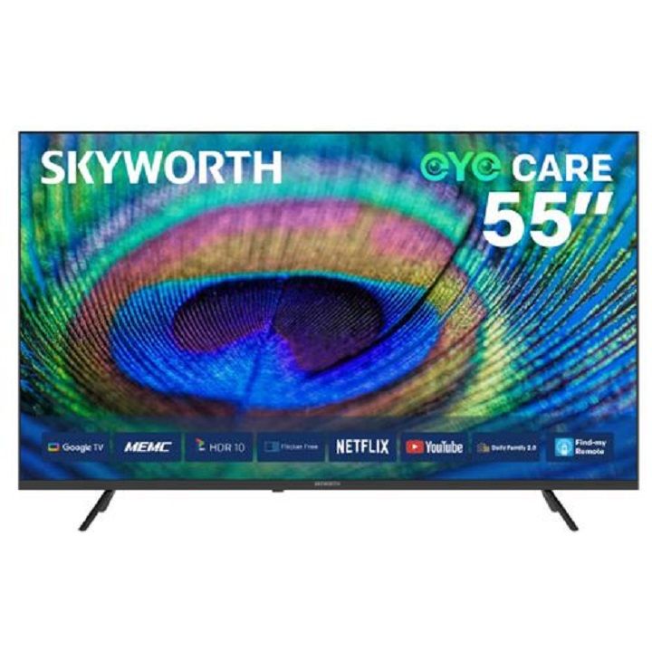 Skyworth 55″ inch TV 4K UHD QLED TV Television Smart  Ok Google TV Appstore Inbuilt Decoder,Netflix,Youtube,Prime Video,Bluetooth ENABLED,Wi-Fi Enabled,Chrome i-cast Screen+FREE TILT  WALL BRACKET