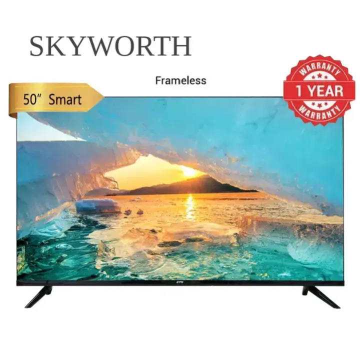 Skyworth 50″ inch TV 4K UHD GOOGLE Television Smart  Ok Google TV Hands-Free Voice Control  App store Inbuilt Decoder ,Netflix, YouTube ,Prime Video, Bluetooth, i-cast SCREEN +TV GUARD+ WALL BRACKET