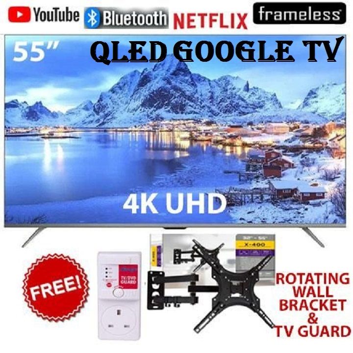 Skyworth 55″ inch  SMART TV GOOGLE AI TV 4K UHD QLED TV Television PLAYSTORE Inbuilt Decoder, Netflix, YouTube, Prime Video,Bluetooth ENABLED,Wi-Fi,I-cast Screen SKYWORTH55+FREE TV GUARD+ TILT BRACKET