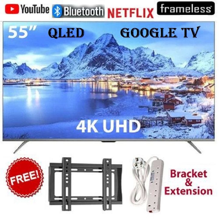 Skyworth 55″ inch SMART DIGITAL TV 4K UHD QLED GOOGLE TV Television Playstore Inbuilt Decoder, Netflix, YouTube, PrimeVideo,Dolby Bluetooth, Wi-Fi, i-cast Screen SKYWORTH55+FREE WALL BRACKET+EXTENSION