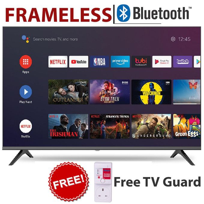 Ailyons 32" inch Frameless Smart Android  TV,BT, Full HD Netflix TV YouTube  Energy Saving LST3208W Wide Visual Angle Television Television A+ Panel, HDMI USB Ports Wide Voltage Design+FREE TV GUARD