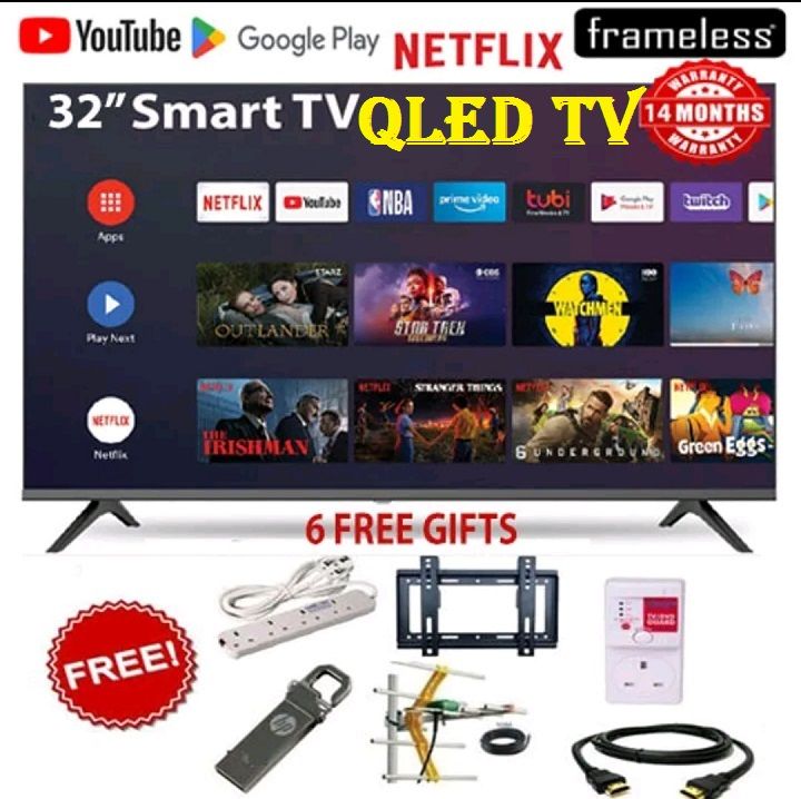 Vitron HTC3288QS,32 Inch QLED TV BLUETOOTH FRAMELESS Smart Android 14.0 TV with Inbuilt Decoder Inbuilt WIFI, Netflix, Youtube ICAST SCREEN MIRRORING, App-store 14 Months Warranty + 6 EXTRAFREE GIFTS