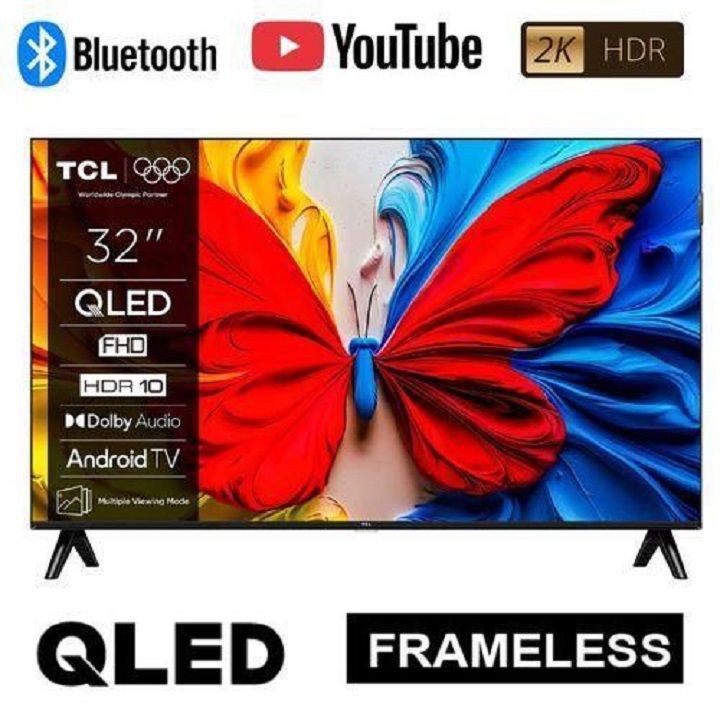 TCL 32" Inches QLED TV GOOGLE TV  FULL HD Smart Android TV QLED Frameless TV Inbuilt Decoder Bluetooth Chrome Icast  SCREEN built-in, Google Playstore, Prime Video I-cast Screen Dolby AUDIO, HDR10