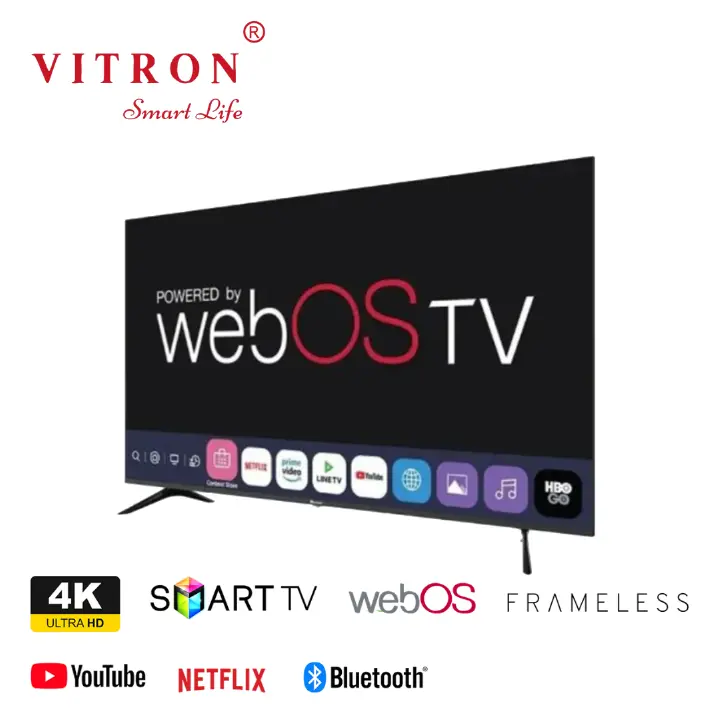 Vitron 65" Inch Smart TV 4KUHD WebOS TV DVBT2/S2,6588USWO,HDR, Dolby Audio,PrimeVideo ,Inbuilt Decoder ,App store,Netflix ,Youtube,BLUETOOTH ,USB HDMI ports Multilanguage Wide Color Enhancer VITRON65