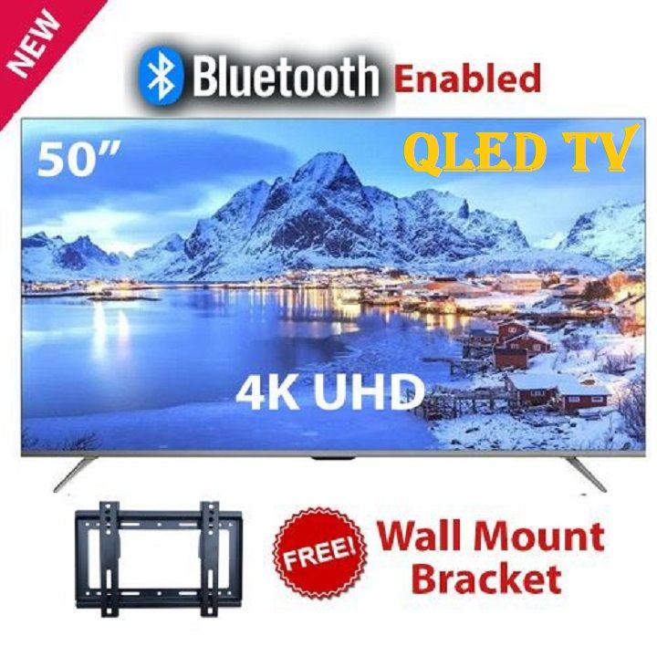 (Latest Version) Vision Plus 50 inch Smart  QLED TV Frameless VP8850QV 4K UHD Frameless V+ OS Television 50" + Free Wall Bracket, Bluetooth, NETFLIX OFFICIAL SMART CONTENT TV, DOLBY AUDIO V B