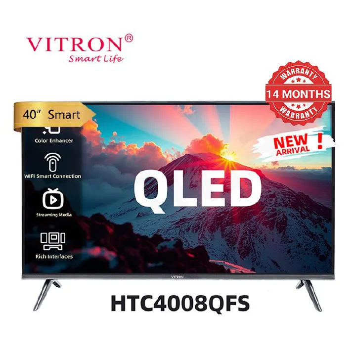 Vitron HTC4088QFS,40" Inch  QLED TV Bluetooth Enabled Frameless Smart Android TV Inbuilt WIFI Netflix,Youtube Television Inbuilt Decoder Appstore Wide Color Enhancer 14 Months Warranty +7 FREE GIFTS