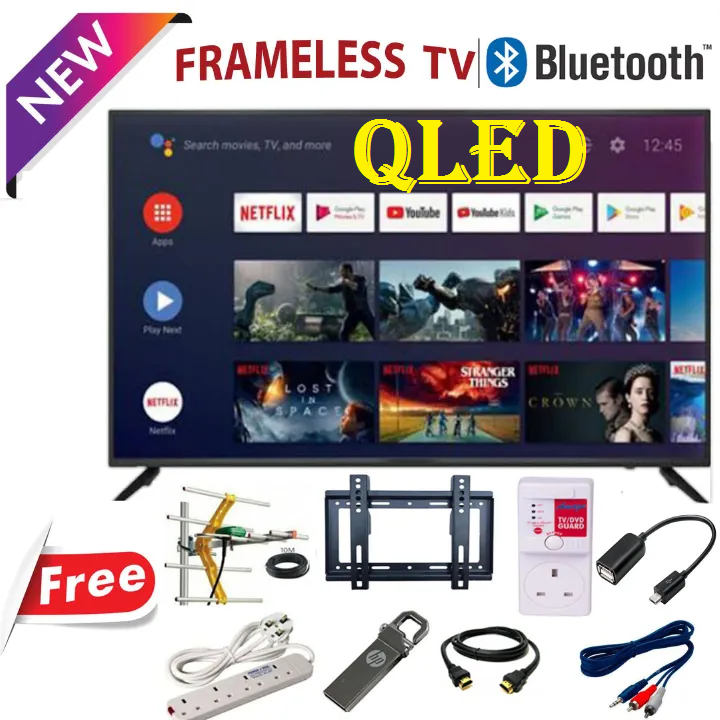 Vitron 40" Inch HTC4088QFS QLED TV Bluetooth Enabled Frameless Smart Android TV Inbuilt WIFI Netflix,Youtube Inbuilt Decoder Appstore 2*USB 3*HDMI PORTS, ICAST SCREEN 14 Months Warranty + 8 FREE GIFTS