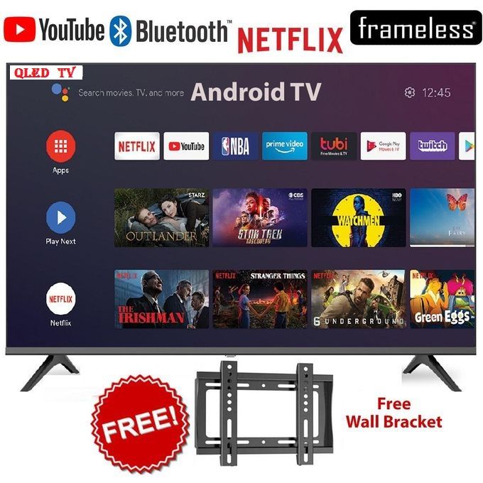 VITRON QLED TV BLUETOOTH-ENABLED 32" INCH HTC3288QS,FRAMELESS Smart Android 14 & Digital TV Inbuilt Decoder Inbuilt WIFI Netflix YouTube App store 2*USB 3*HDMI Ports, 14 MONTHS WARRANTY+ FREE BRACKET