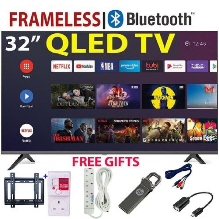 Vitron32" QLED TV HTC3288QS, BLUETOOTH ENABLED FRAMELESS VITRON 32" Inch Smart Android TV Inbuilt Decoder 3*HDMI,2*USB Ports, Netflix, Youtube, ICAST,Appstore  14 Months Warranty+ 6 FREE ACCESSORIES