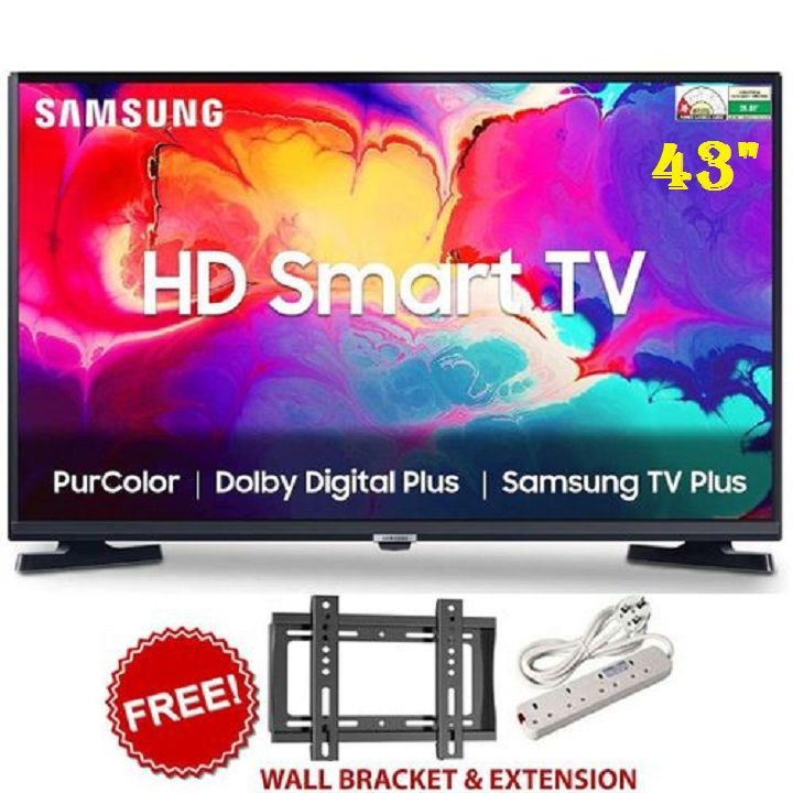 SAMSUNG 43" inch Full HD SMART TV Television Netflix YouTube Inbuilt Decoder for local channels Wide Color Enhancer built-in WIFI HDR, OTS Lite, Knox Security,One UI Tizen OS+FREE BRACKET+EXTENSION