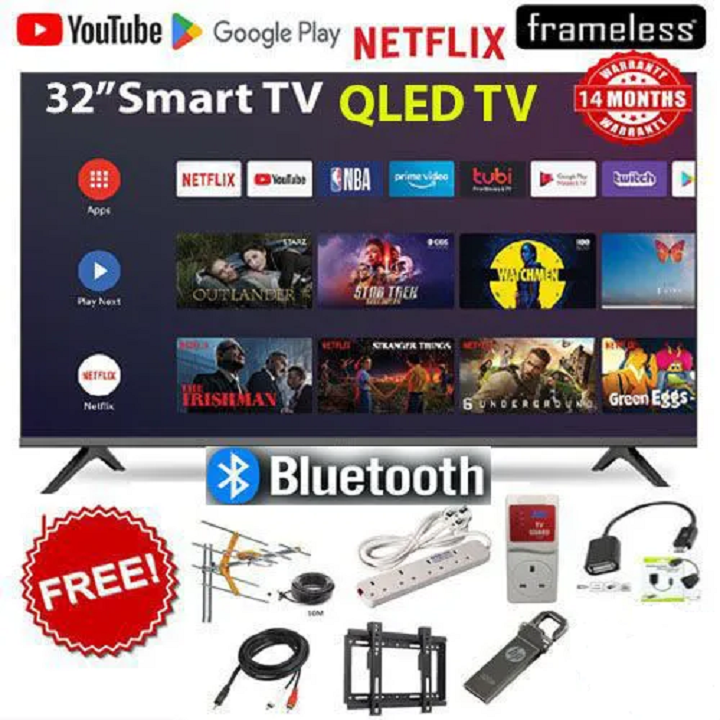 SOLARMAX 32"INCH TV FULL HD SMART ANDROID  QLED TV, WIFI CONNECTIVITY, BLUETOOTH CONNECTIVITY, NETFLIX, YOUTUBE TELEVISION, APPSTORE,PRIMEVIDEO,THINQ AI,12 MONTHS WARRANTY+ 7 FREE GIFTS