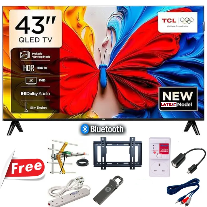 TCL 43S5K,43" Inch TV QLED Google TV ,Bluetooth Connectivity, Full HD Television ,Smart ANDROID TV, Netflix YouTube Google Appstore Inbuilt WIFI Inbuilt Decoder DOLBY AUDIO HDR10+ 7 FREE GIFTS