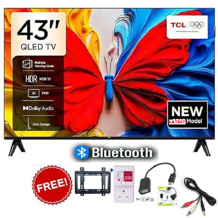 TCL 43S5K,43" Inch QLED TV Bluetooth Enabled Television Smart ANDROID Google TV Netflix Youtube Google Appstore Inbuilt WIFI Inbuilt Decoder DOLBY AUDIO HDR10+ 4 FREE ACCESSORIES