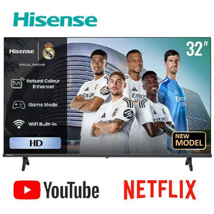 HISENSE 32" inch SMART TV VIDAA OS 32A4 Full HD NETFLIX, YOUTUBE,FRAMELESS ,Inbuilt WIFI, Dolby Audio, Inbuilt Decoder, Natural Color Enhancer, AI Sports Mode, DTS HD Sound + a 25 Months Warranty