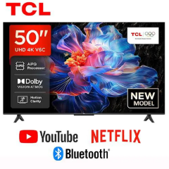 TCL 50" Inch Smart TV 50V6D 4K ULTRA HD TV Google Dolby Vision Atmos HDR Pro+ Game Accelerator Enhanced Gaming Voice Control NETFLIX YOUTUBE APP STORE ICAST SCREEN TCL50 TCLTV+FREE TVUARD+TILT BRACKET