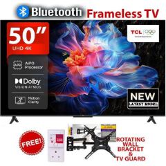 TCL 50" Inch Smart TV 50V6D 4K ULTRA HD TV Google Dolby Vision Atmos HDR Pro+ Game Accelerator Enhanced Gaming Voice Control NETFLIX YOUTUBE APP STORE ICAST SCREEN TCL50 TCLTV+FREE TVUARD+TILT BRACKET
