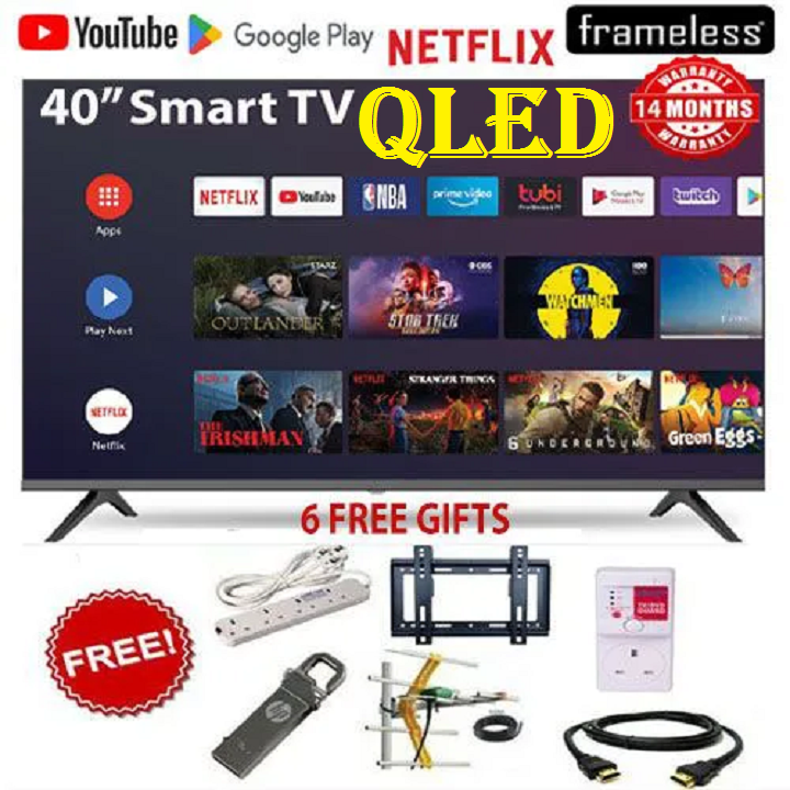 Vitron 40" Inch QLED TV HTC4088QFS Bluetooth Enabled Frameless Smart Android 14.0 TV Inbuilt WIFI Netflix, Youtube Appstore Inbuilt Decoder,ICAST SCREEN 14 Months Warranty+ 6 EXTRA FREE GIFTS