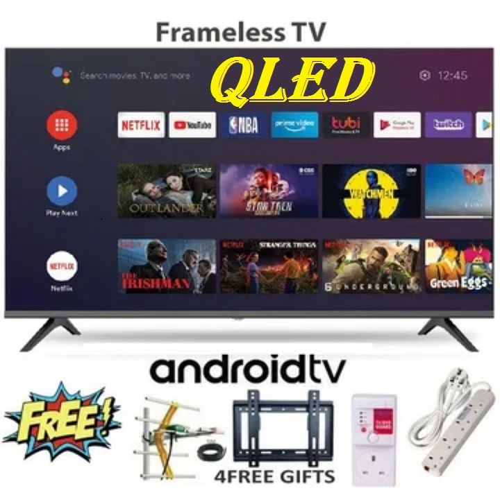 VITRON 43" INCH QLED TV  HTC4300QFS BLUETOOTH ENABLED FRAMELESS FHD SMART TV ANDROID 14.0 TELEVISION NETFLIX YOUTUBE  43 INCH ,WITH BUILT-IN WIFI, APP STORE 1GB-RAM 8GB-ROM,ICAST SCREEN+ 4 EXTRA GIFTS