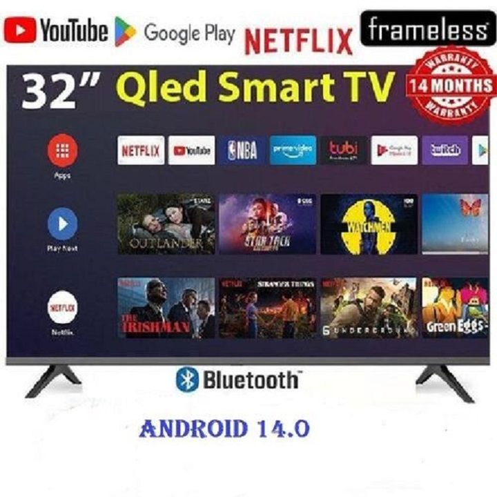 Vitron 32" inch TV Smart Android14 QLED TV BLUETOOTH TV HTC3288QS,VITRON 32" Inch TELEVISION, FRAMELESS  TV Inbuilt Decoder WIFI,Netflix,Youtube ICAST Appstore VITRON32 14 Months Warranty+8 FREE GIFTS