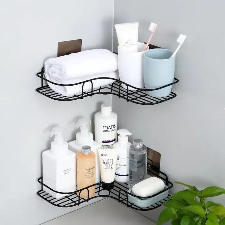 1 Pc Bathroom corner Shelf Wall Hooks Kitchen Organizer Shelves Corner shower caddy Storage Rack Shampoo Holder For Kitchen Bathroom