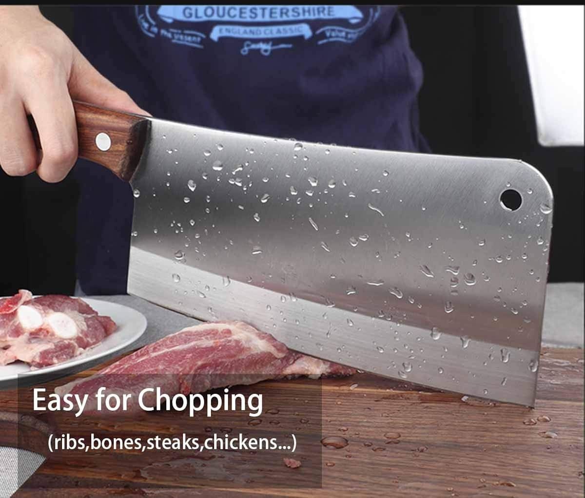 Butcher Knife, Meat Cleaver Knife, 8 Inches Chopping Knife, Super Strong Makes Heavy Duty Easy