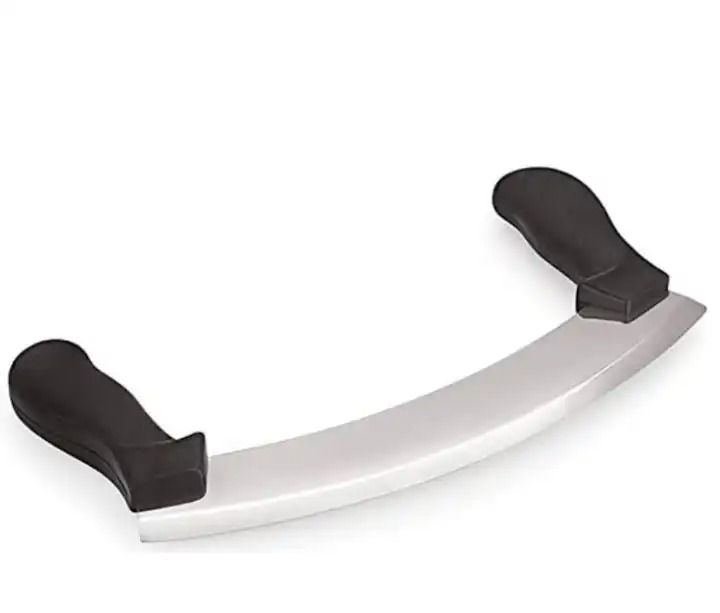Stainless Steel Half Moon Swing Pizza Cutter Double Handle Pizza Cutter Wheel Knife Sawtooth Shovel Kitchen Baking Scraper Tool