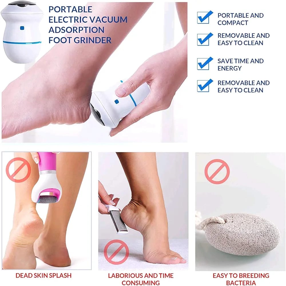 Electric Foot Grinder Vacuum Callus Remover Foot Pedicure Tools Rechargeable Foot Files Clean Tools for Hard Cracked Skin