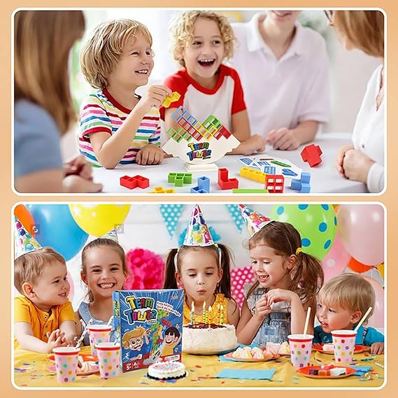 TETRIS TOWER GAME,  Tower Balance Stacking Game for Kids and Adults, Balanced Board Games for Kids 8-12, Two Players Team Versus Stack Attack Card Games