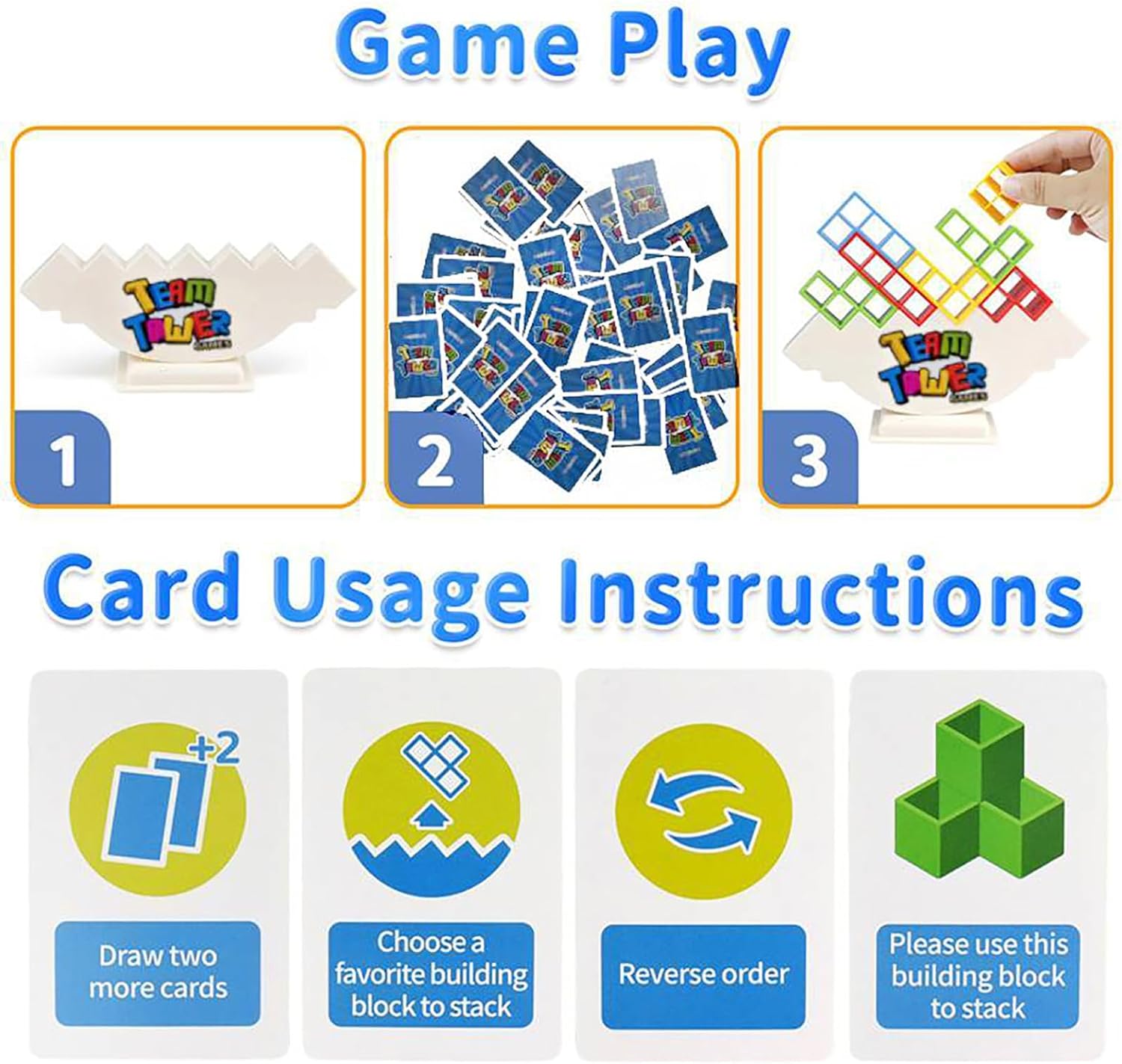 TETRIS TOWER GAME,  Tower Balance Stacking Game for Kids and Adults, Balanced Board Games for Kids 8-12, Two Players Team Versus Stack Attack Card Games