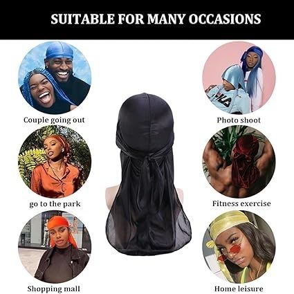 Stretchy Black Silk Durag/wave Drag - QUALITY GUARANTEED