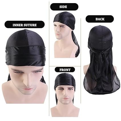 Stretchy Black Silk Durag/wave Drag - QUALITY GUARANTEED